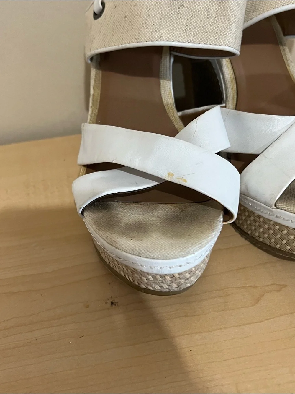 MIA Cream and White Espadrille Wedge Sandals